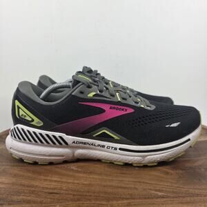 Brooks Adrenaline GTS 23 Womens Black Pink Size 9.5 Running Shoes 1203811B037